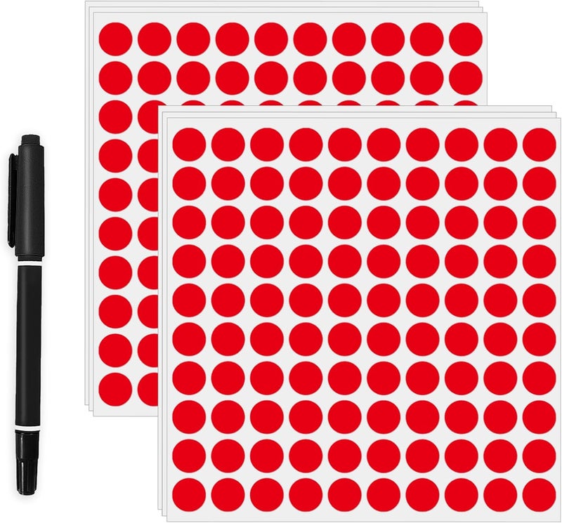 Aurtho 2000 Pcs 3/4" Garage Sale Price Stickers Sheets, Red Yard Sale Price Stickers, Round Color Coding Labels, Circle Dot Sticker for Home Decorative, Office, Classroom, Papers Etc - Image 1